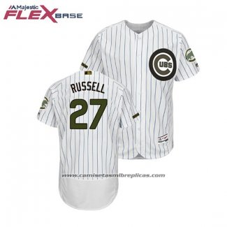 Camiseta Beisbol Hombre Chicago Cubs Addison Russell 2018 Dia de los Caidos Flex Base Blanco