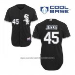 Camiseta Beisbol Hombre Chicago White Sox 45 Bobby Jenks Negro Alterno Cool Base