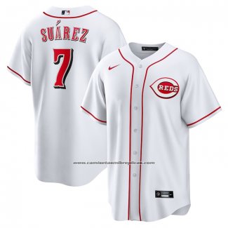 Camiseta Beisbol Hombre Cincinnati Reds Eugenio Suarez Primera Replica Blanco