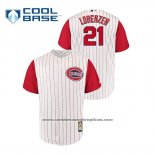 Camiseta Beisbol Hombre Cincinnati Reds Michael Lorenzen Throwback 1961 Cool Base Blanco Rojo