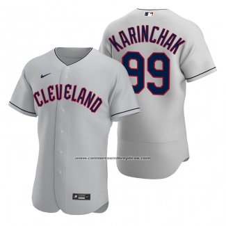 Camiseta Beisbol Hombre Cleveland Guardians James Karinchak Autentico Road Gris