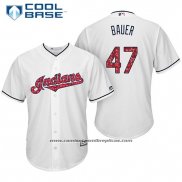 Camiseta Beisbol Hombre Cleveland Indians 2017 Estrellas y Rayas 47 Trevor Bauer Blanco Cool Base