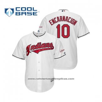 Camiseta Beisbol Hombre Cleveland Indians Edwin Encarnacion 2019 All Star Patch Cool Base Blanco