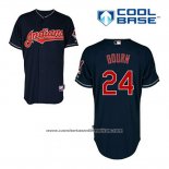 Camiseta Beisbol Hombre Cleveland Indians Michael Bourn 24 Azul Alterno Cool Base