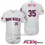 Camiseta Beisbol Hombre Colorado Rockies 2017 Estrellas y Rayas Chad Bettis 35 Blanco Flex Base