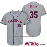 Camiseta Beisbol Hombre Colorado Rockies 2017 Estrellas y Rayas Chad Bettis 35 Gris Flex Base