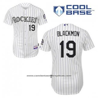 Camiseta Beisbol Hombre Colorado Rockies Charlie Blackmon 19 Blanco Primera Cool Base