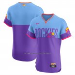 Camiseta Beisbol Hombre Colorado Rockies City Connect Elite Violeta
