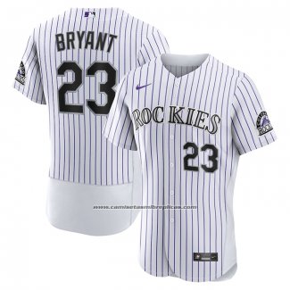 Camiseta Beisbol Hombre Colorado Rockies Kris Bryant Autentico Blanco