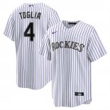 Camiseta Beisbol Hombre Colorado Rockies Michael Toglia Primera Replica Blanco