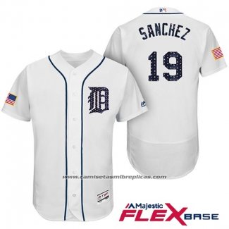 Camiseta Beisbol Hombre Detroit Tigers 2017 Estrellas y Rayas Anibal Sanchez Blanco Flex Base