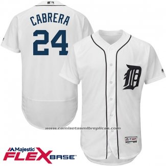 Camiseta Beisbol Hombre Detroit Tigers Miguel Cabrera 24 Blanco Flex Base Autentico Collection Jugador