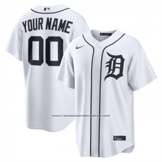 Camiseta Beisbol Hombre Detroit Tigers Primera Replica Personalizada Blanco1