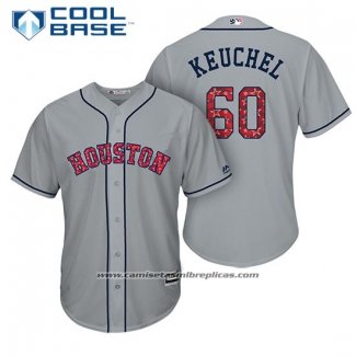 Camiseta Beisbol Hombre Houston Astros 2017 Estrellas y Rayas Dallas Keuchel Gris Cool Base