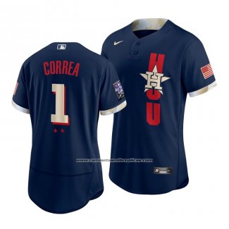 Camiseta Beisbol Hombre Houston Astros Carlos Correa 2021 All Star Autentico Azul