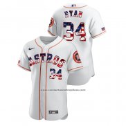 Camiseta Beisbol Hombre Houston Astros Nolan Ryan 2020 Stars & Stripes 4th of July Blanco
