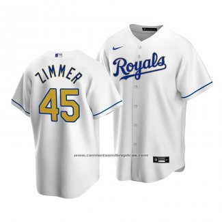 Camiseta Beisbol Hombre Kansas City Royals Kyle Zimmer Replica Cool Base Primera Blanco