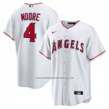 Camiseta Beisbol Hombre Los Angeles Angels Christian Moore Primera Replica Blanco