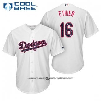 Camiseta Beisbol Hombre Los Angeles Dodgers 2017 Estrellas y Rayas Andre Ethier Blanco Cool Base