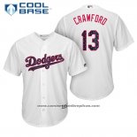 Camiseta Beisbol Hombre Los Angeles Dodgers 2017 Estrellas y Rayas Carl Crawford Blanco Cool Base