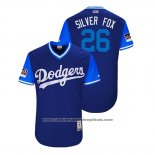 Camiseta Beisbol Hombre Los Angeles Dodgers Chase Utley 2018 LLWS Players Weekend Silver Fox Azul