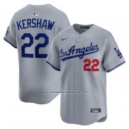 Camiseta Beisbol Hombre Los Angeles Dodgers Clayton Kershaw Segunda Limited Gris