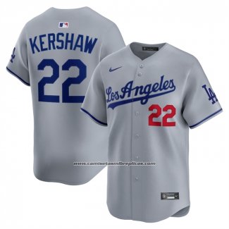 Camiseta Beisbol Hombre Los Angeles Dodgers Clayton Kershaw Segunda Limited Gris