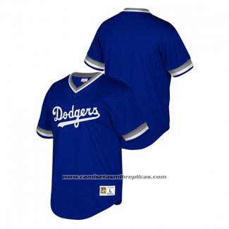 Camiseta Beisbol Hombre Los Angeles Dodgers Cooperstown Collection Mesh Wordmark V-Neck Azul