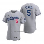 Camiseta Beisbol Hombre Los Angeles Dodgers Corey Seager Autentico 2020 Road Gris