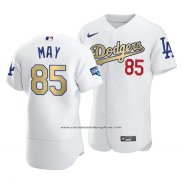 Camiseta Beisbol Hombre Los Angeles Dodgers Dustin May 2021 Gold Program Patch Autentico Blanco