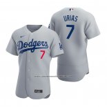 Camiseta Beisbol Hombre Los Angeles Dodgers Julio Urias Autentico 2020 Alterno Gris