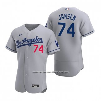 Camiseta Beisbol Hombre Los Angeles Dodgers Kenley Jansen Autentico 2020 Road Gris
