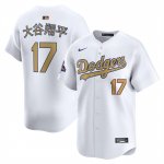 Camiseta Beisbol Hombre Los Angeles Dodgers Shohei Ohtani 2025 Gold Collection Kanji Limited Blanco