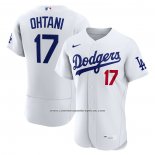 Camiseta Beisbol Hombre Los Angeles Dodgers Shohei Ohtani Primera Premium Autentico Blanco