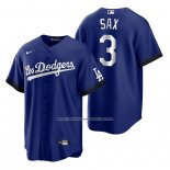 Camiseta Beisbol Hombre Los Angeles Dodgers Steve Sax 2021 City Connect Replica Azul