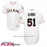Camiseta Beisbol Hombre Miami Marlins 51 Ichiro Suzuki Primera Blanco Flex Base Autentico Collection
