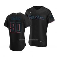 Camiseta Beisbol Hombre Miami Marlins Adam Cimber Autentico Alterno Negro