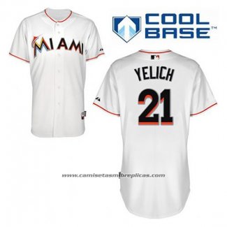 Camiseta Beisbol Hombre Miami Marlins Christian Yelich 21 Blanco Primera Cool Base