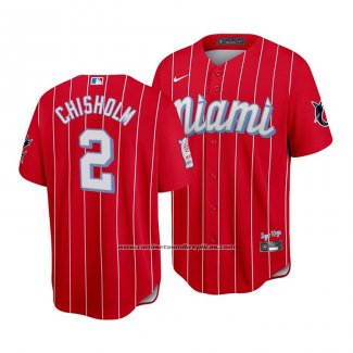 Camiseta Beisbol Hombre Miami Marlins Jazz Chisholm 2021 City Connect Replica Rojo