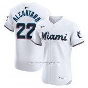 Camiseta Beisbol Hombre Miami Marlins Sandy Alcantara Primera Elite Blanco