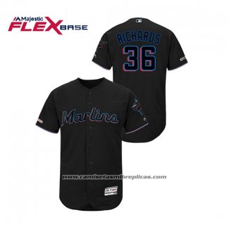 Camiseta Beisbol Hombre Miami Marlins Trevor Richards 150th Aniversario Patch 2019 Flex Base Negro