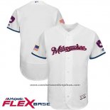 Camiseta Beisbol Hombre Milwaukee Brewers 2017 Estrellas y Rayas Blanco Flex Base