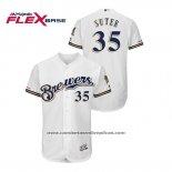 Camiseta Beisbol Hombre Milwaukee Brewers Brent Suter Autentico Flex Base Blanco