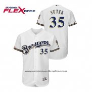 Camiseta Beisbol Hombre Milwaukee Brewers Brent Suter Autentico Flex Base Blanco