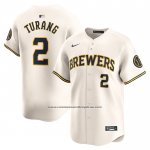 Camiseta Beisbol Hombre Milwaukee Brewers Brice Turang Primera Limited Crema