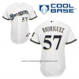 Camiseta Beisbol Hombre Milwaukee Brewers Francisco Rodriguez 57 Blanco Primera Cool Base