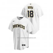 Camiseta Beisbol Hombre Milwaukee Brewers Keston Hiura Replica Alterno Blanco