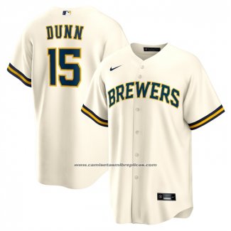 Camiseta Beisbol Hombre Milwaukee Brewers Oliver Dunn Primera Replica Crema