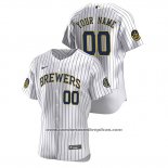 Camiseta Beisbol Hombre Milwaukee Brewers Personalizada Autentico 2020 Primera Blanco