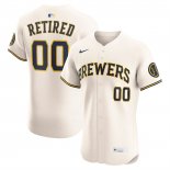 Camiseta Beisbol Hombre Milwaukee Brewers Retired Roster Primera Elite Crema